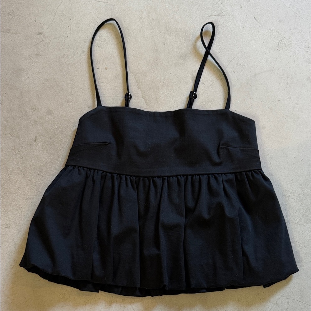 Abound Black Spaghetti Strap Peplum Top Xxs